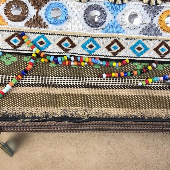 Boho Beaded Fold Over Hand Bag - Picture 8 of 10